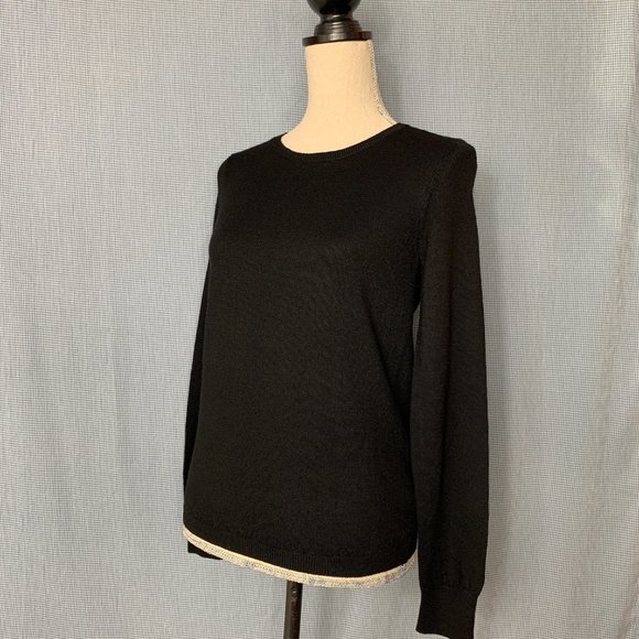 Women's Merino WOOL Sweater / BLACK Wool Pullover / Women's MEDIUM Sweater / - Picture 3 of 5
